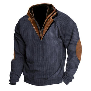 Herren-Sweatshirt mit Colorblock-Nähten und Kragenrevers