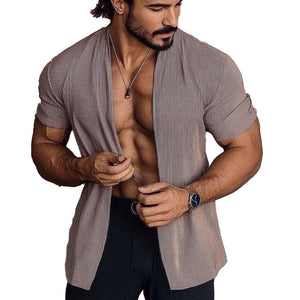 Men's Casual Solid Color Three-quarter Sleeve Cardigan