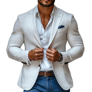 Men's Fashion Solid Color Peak Lapel Two Buttons Casual Blazer