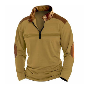 Herren Colorblock Reißverschluss Stehkragen Langarm Casual Sweatshirt
