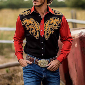 Men's Contrast Print Long Sleeve Shirt