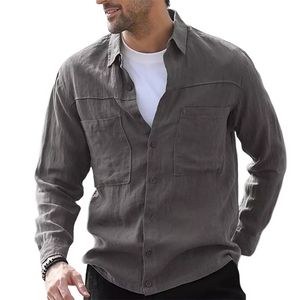 Men's Casual Skin-friendly Ice Silk Wrinkled Long-sleeved Shirt
