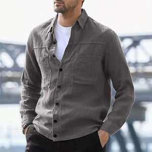 Men's Casual Skin-friendly Ice Silk Wrinkled Long-sleeved Shirt