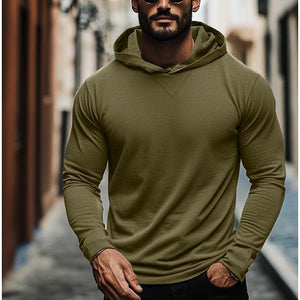 Men's Casual Solid Color Hooded Long Sleeve T-Shirt