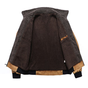 HERREN-LEDERJACKE MIT INTEGRIERTEM PLÜSCHFELL UND WASSERGEWASCHENEM FELL