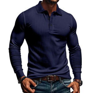 Lässiges elastisches Langarm-POLO-Shirt für Herren