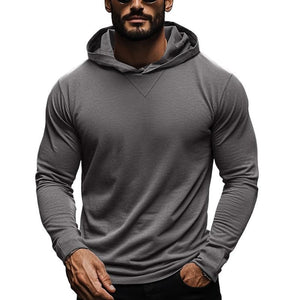 Men's Casual Solid Color Hooded Long Sleeve T-Shirt