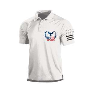 WHITE EAGLE USA NATIONALEMBLEM-DRUCK RAGLAN-GRAFIKPOLOSHIRT