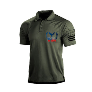 WHITE EAGLE USA NATIONALEMBLEM-DRUCK RAGLAN-GRAFIKPOLOSHIRT