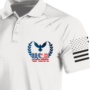 WHITE EAGLE USA NATIONALEMBLEM-DRUCK RAGLAN-GRAFIKPOLOSHIRT