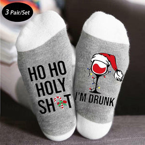 Herren 3er-Pack Multipacks Socken Crew-Socken Weihnachtssocken Regenbogenfarben Weihnachtsmuster Sport & Outdoor Alltag Urlaub Grundlegend Mittel Frühling Herbst Modisch Freizeit