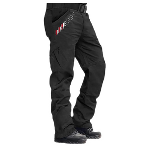 Cargohose mit USA-Flagge, Reißverschluss und mehreren Taschen (ohne Gürtel)