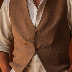 Men's Western Vintage Linen Suit Vest