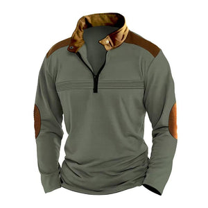 Herren Colorblock Reißverschluss Stehkragen Langarm Casual Sweatshirt