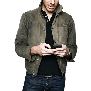 Men's Vintage Cotton Tie Dye Army Green Button Jacket