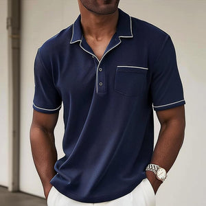 Men's Colorblock Lapel Short Sleeve Polo Shirt