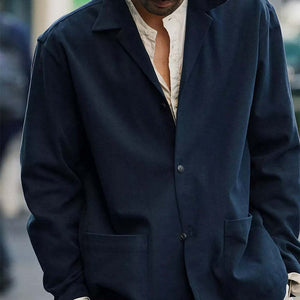 Men's Casual Navy Button Jacket