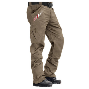 Cargohose mit USA-Flagge, Reißverschluss und mehreren Taschen (ohne Gürtel)