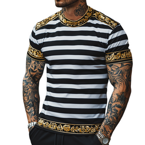 Men's Retro Casual Baroque Printed Round Neck Short Sleeve T-Shirt