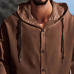 Einfarbiger, lässiger Langarm-Kapuzenpullover für Herren