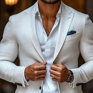 Men's Fashion Solid Color Peak Lapel Two Buttons Casual Blazer