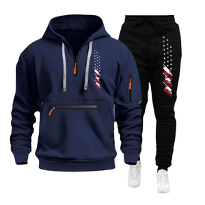 USA-FLAGGE, CASUAL SPORTS, MEHRERE REISSVERSCHLUSS-ARMTASCHE, HERREN-SWEATSHIRT, HOODIE-OUTFIT