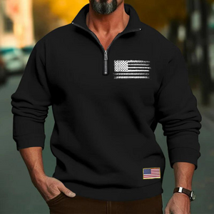 USA FLAGGE HERREN CASUAL SPORT KRAGEN LOCKER REISSVERSCHLUSS SWEATERSHIRT