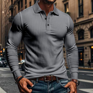 Lässiges elastisches Langarm-POLO-Shirt für Herren