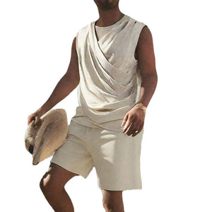 Lässiges Herren-Set aus Baumwollweste, Top und Shorts, zweiteilig