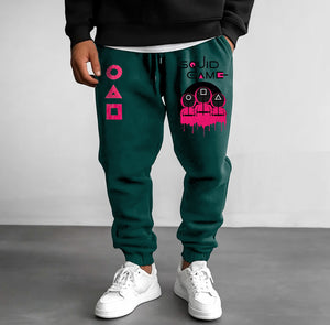 Lässige Jogginghose für Herren mit Vintage-Squid-Game-Print