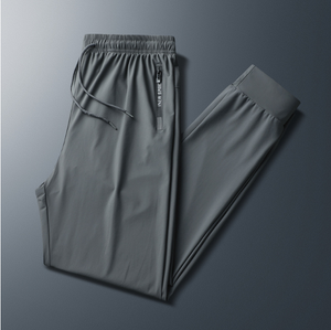 Übergroße Herren-Sporthose aus Eisseide, schnelltrocknend, dünner Schnitt, seidig, klimatisierte Hose, lockere Freizeithose, gerade Hose