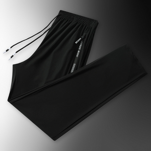 Übergroße Herren-Sporthose aus Eisseide, schnelltrocknend, dünner Schnitt, seidig, klimatisierte Hose, lockere Freizeithose, gerade Hose