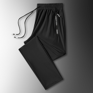 Übergroße Herren-Sporthose aus Eisseide, schnelltrocknend, dünner Schnitt, seidig, klimatisierte Hose, lockere Freizeithose, gerade Hose