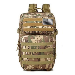 USA-Flaggendruck Outdoor 3P multifunktionaler 45L taktischer Rucksack mit großem Fassungsvermögen Tarnfeld wasserdichter Sport-Bergsteigerrucksack