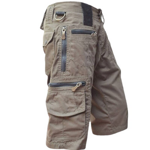Herren-Cargo-Shorts aus reiner Baumwolle mit geradem Bein und verkürzter Passform