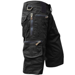 Herren-Cargo-Shorts aus reiner Baumwolle mit geradem Bein und verkürzter Passform