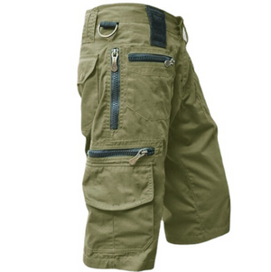 Herren-Cargo-Shorts aus reiner Baumwolle mit geradem Bein und verkürzter Passform