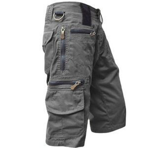 Herren-Cargo-Shorts aus reiner Baumwolle mit geradem Bein und verkürzter Passform