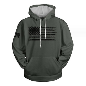 Einfarbiges Kapuzen-Sweatshirt mit amerikanischem Flaggen-Print für Herren