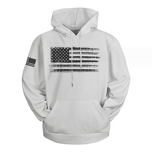 Einfarbiges Kapuzen-Sweatshirt mit amerikanischem Flaggen-Print für Herren
