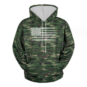 Herren-Kapuzenpullover mit amerikanischem Flaggen-Print und Camouflage-Muster