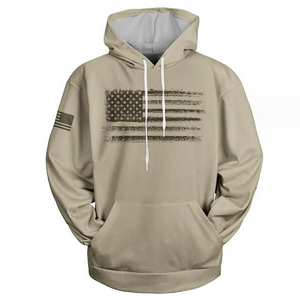 Einfarbiges Kapuzen-Sweatshirt mit amerikanischem Flaggen-Print für Herren