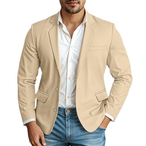 Men's Classic Casual Slim Fit Single Breasted Waffle Blazer