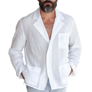 Lockerer, dünner Blazer aus Baumwolle und Leinen für Herren