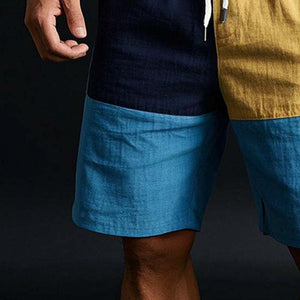 Men's Contrast Color Stylish Casual Linen Shorts