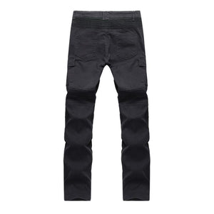 Men's Zipper Decor Multi-pocket Slim Jeans