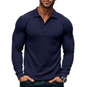 Lässiges elastisches Langarm-POLO-Shirt für Herren