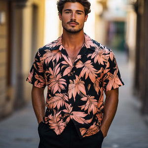 Men's Summer Hawaiian Retro Print Casual Short Sleeve Shirt