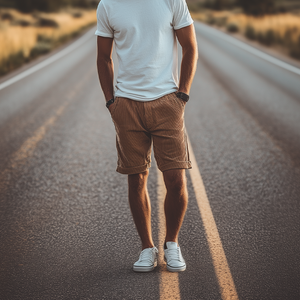 Klassische, lässige Cord-Shorts für Herren mit elastischer Taille