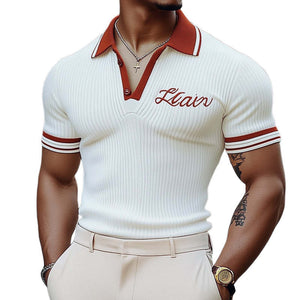 Herren Sommer Polokragen Mode Gestricktes Kurzarm-T-Shirt